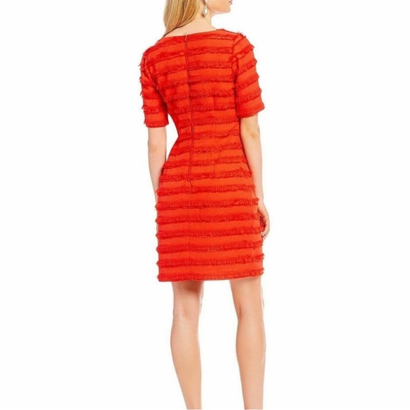 Belle Badgley Mischka Grace Dress with Fringe Detailing in Red Size 2 - Picture 3 of 7